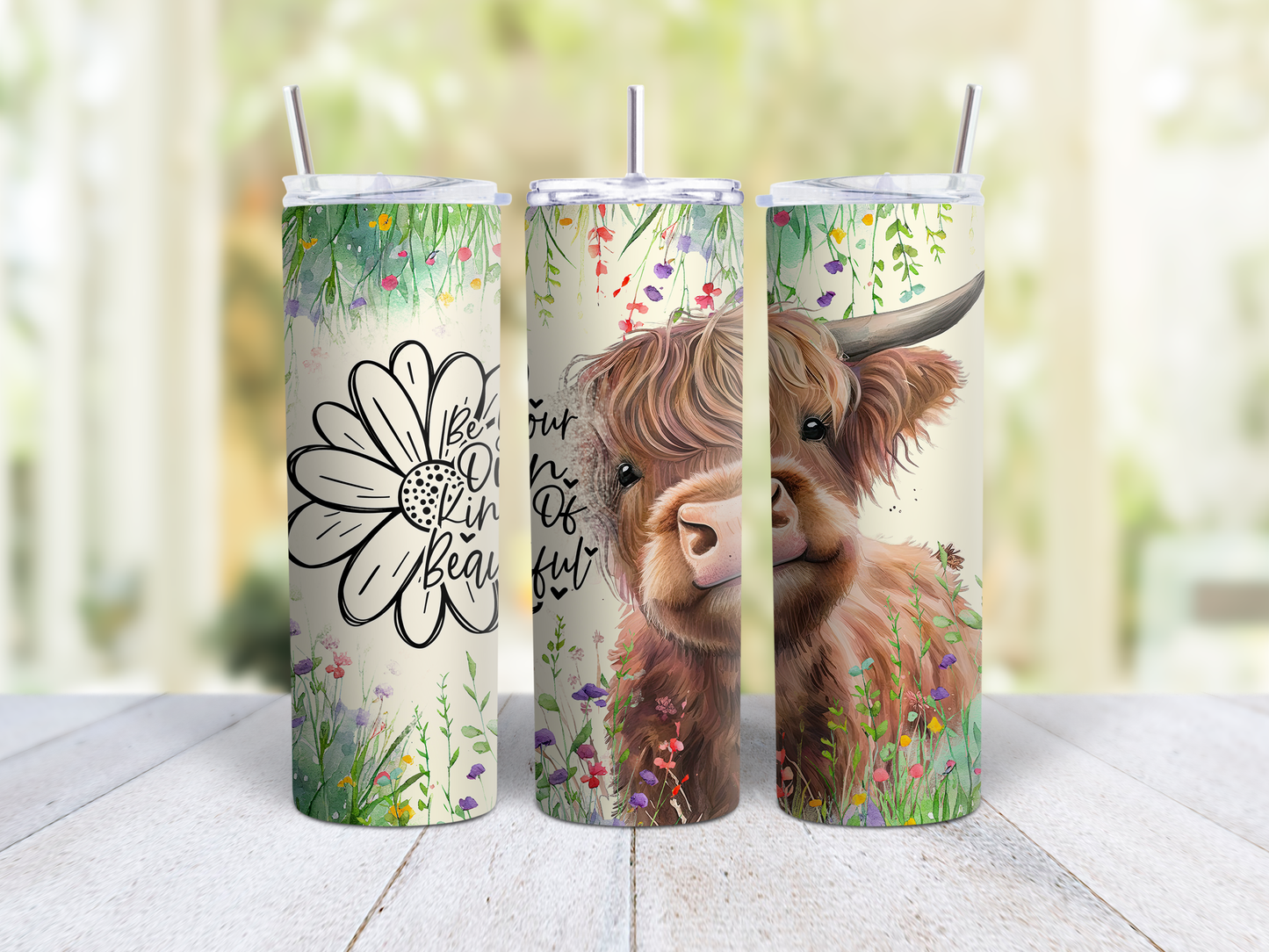 Be Your Own Kind Of Beautiful Highland Cow Field Tumbler