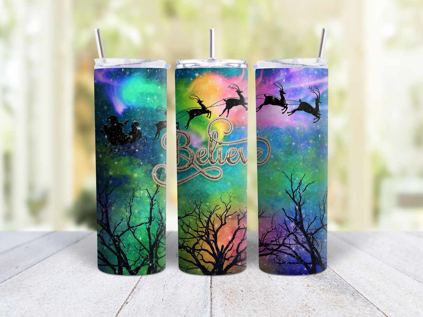 Belive Santa in Rainbow Tumbler