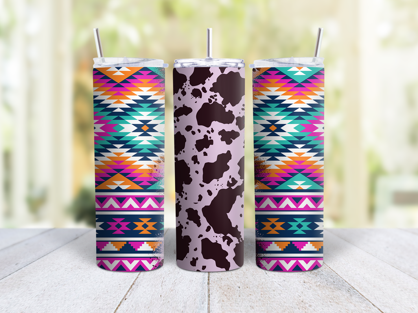 Cow Print and Aztec Tumbler