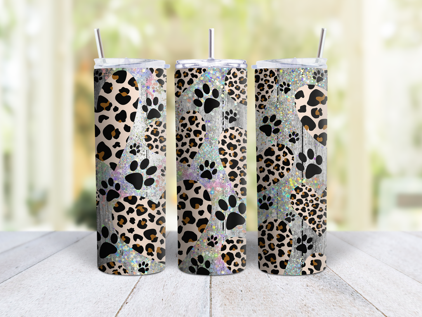 Dog Prints And Leopard Print Hearts Tumbler