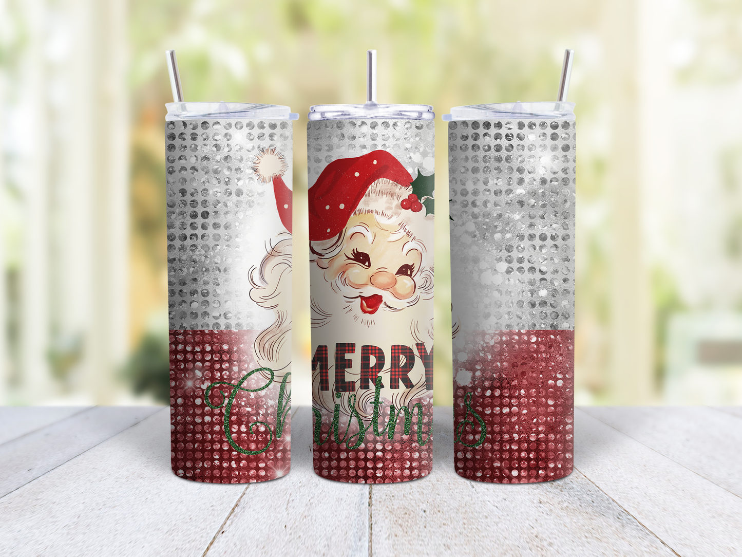 Merry Christmas Santa Glitter Tumbler
