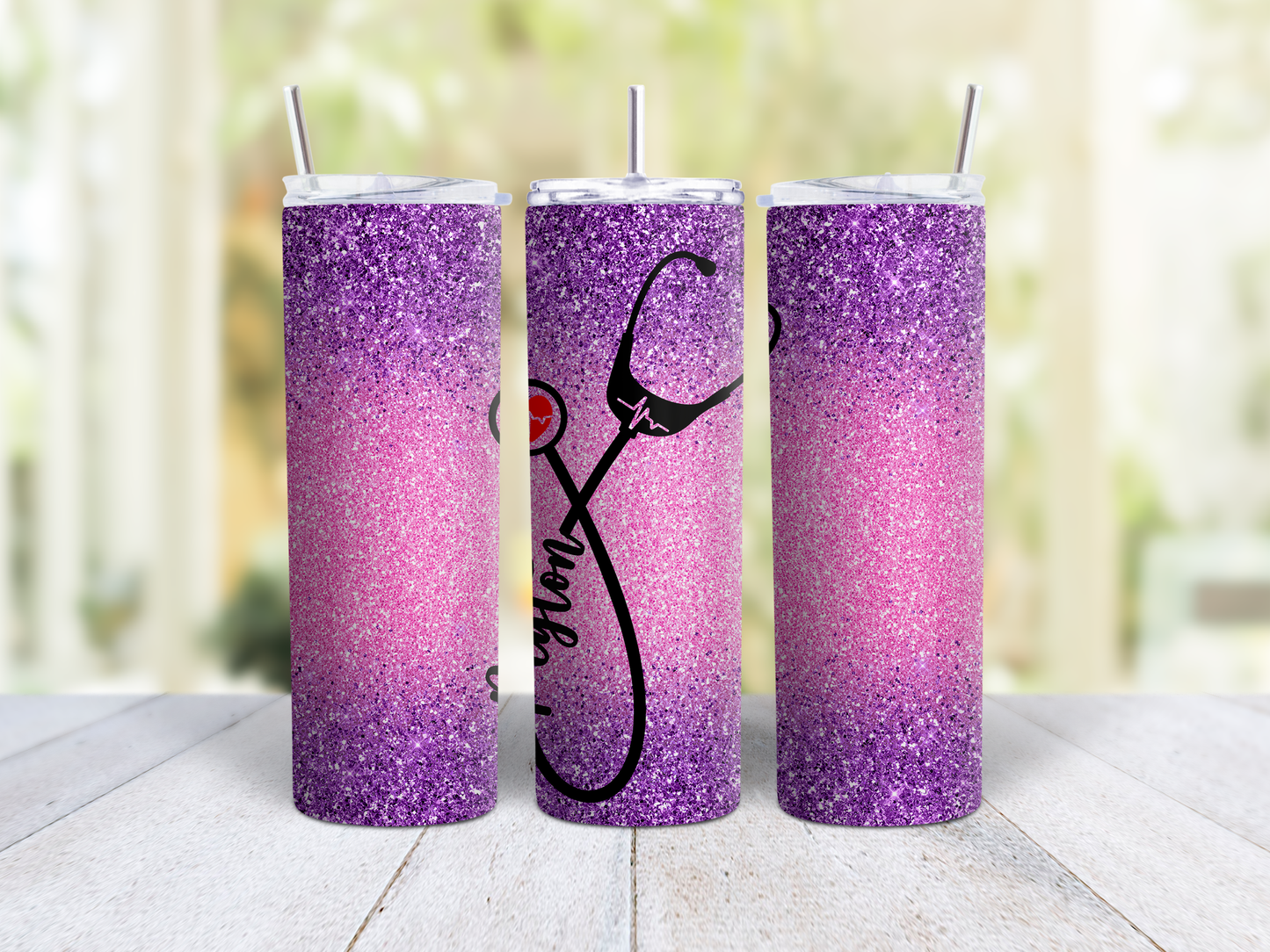 Purple Pink Nurse Personalized Tumbler
