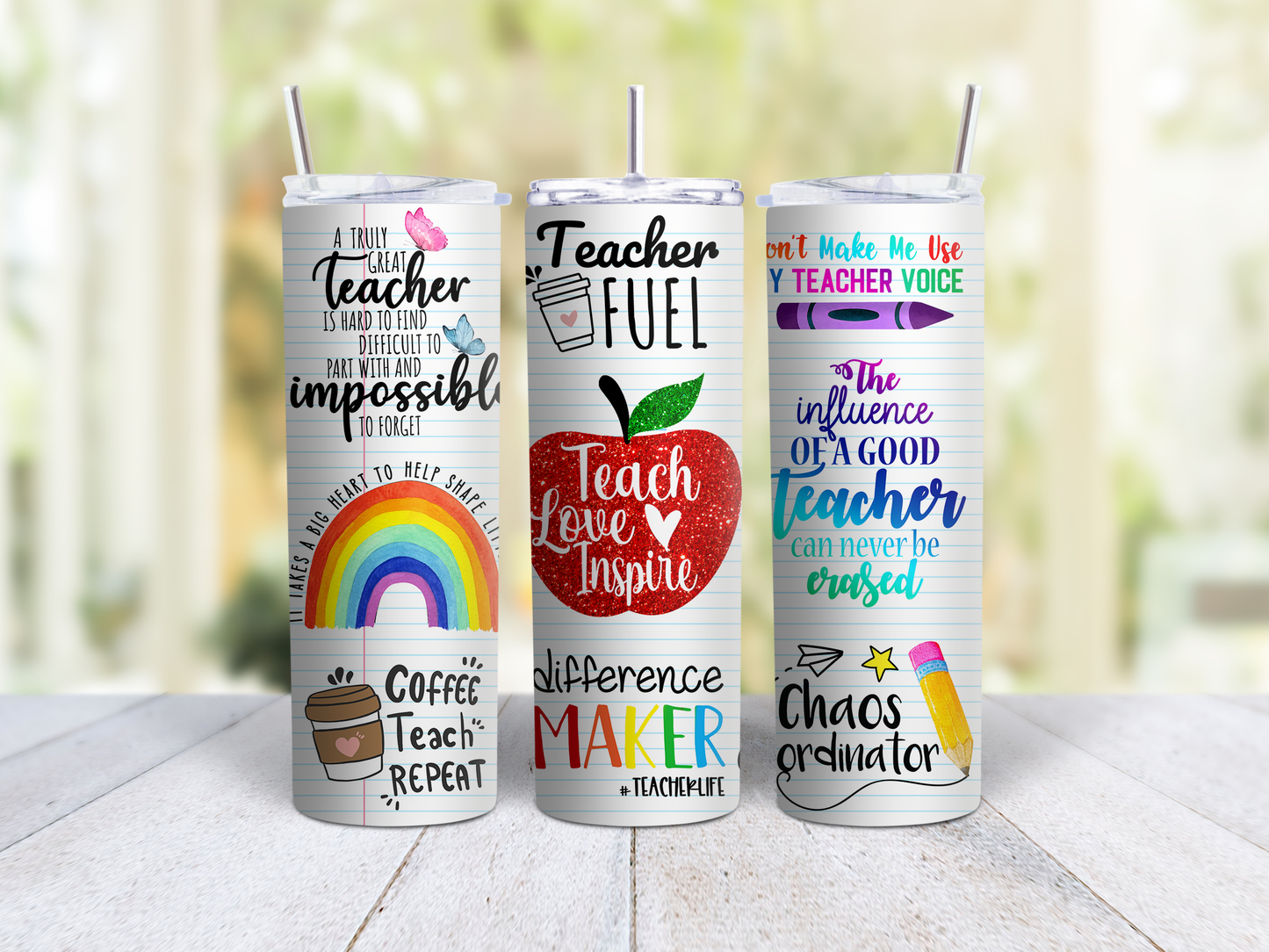 Teach Love Inspire Collage Tumbler