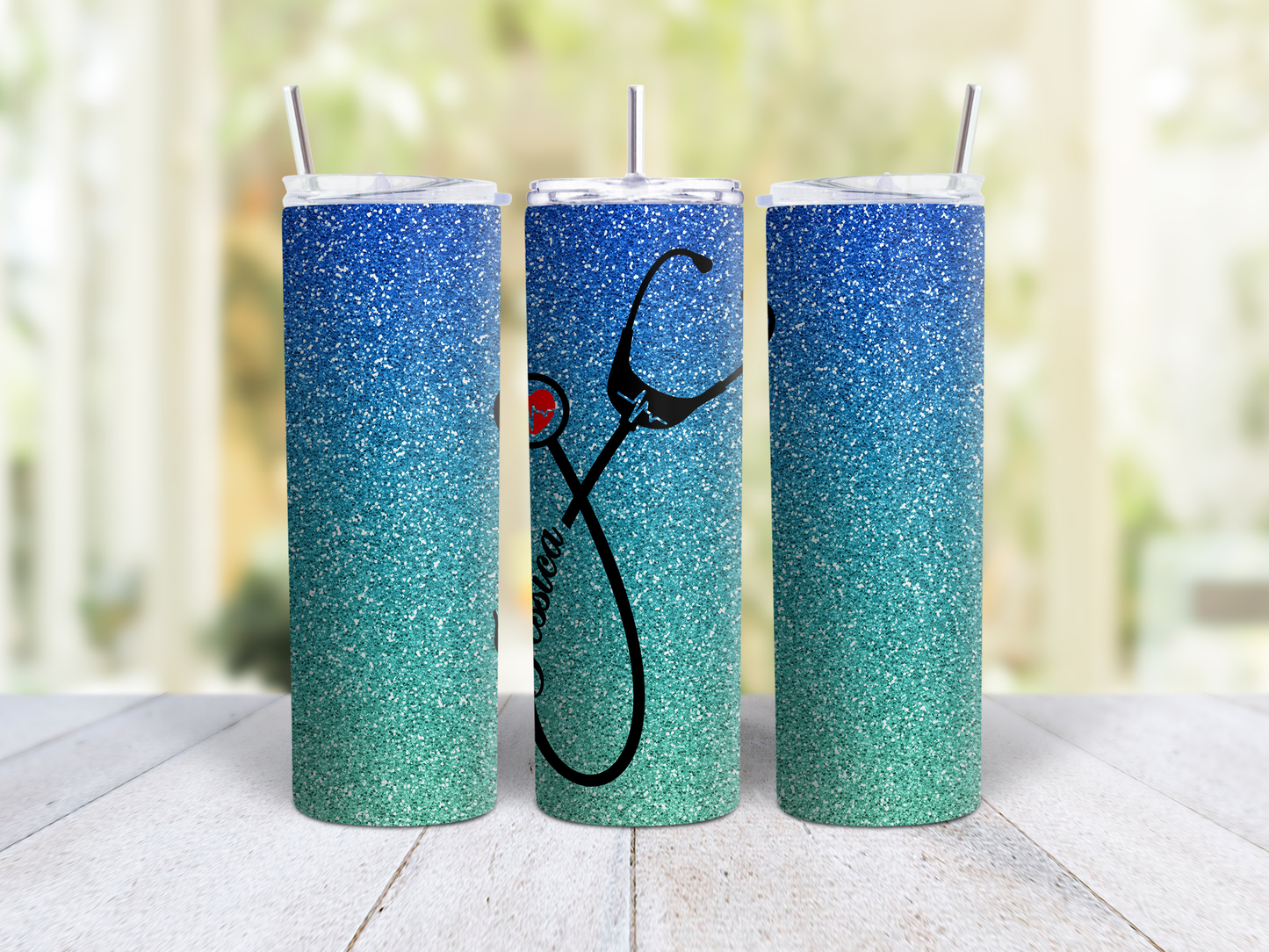 Blue Green Nurse Ombre Tumbler