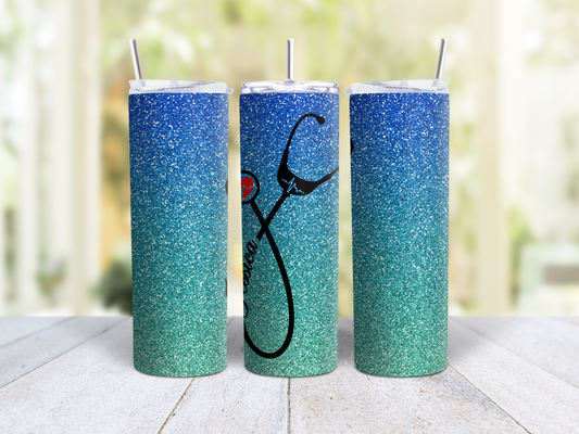 Blue Green Nurse Ombre Tumbler