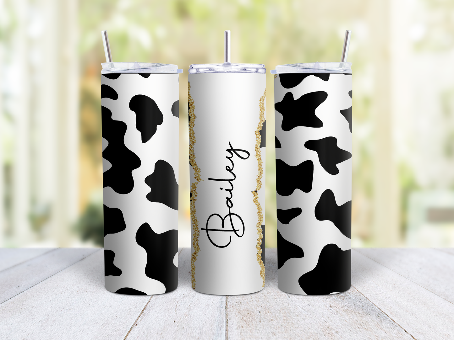 Cow Print Personalized Tumbler
