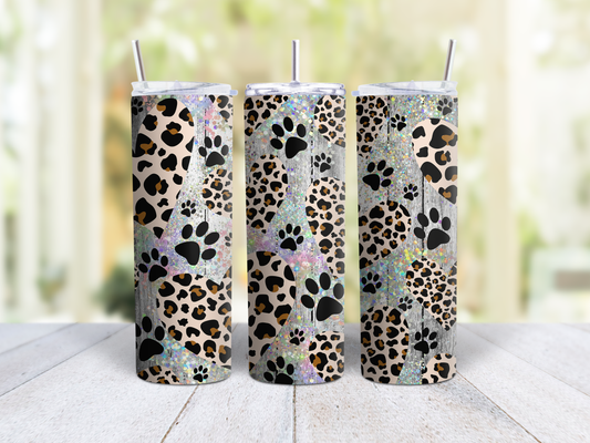 Dog Prints And Leopard Print Hearts Tumbler