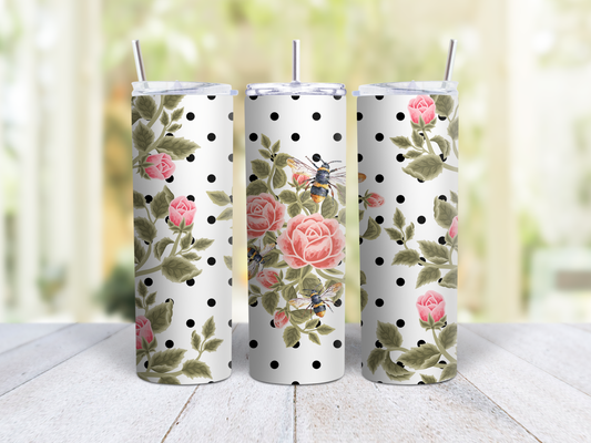 Flower Bees Polka Dot Tumbler