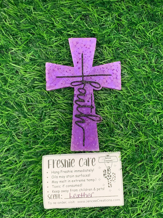 Purple Cross with Faith Car Freshie