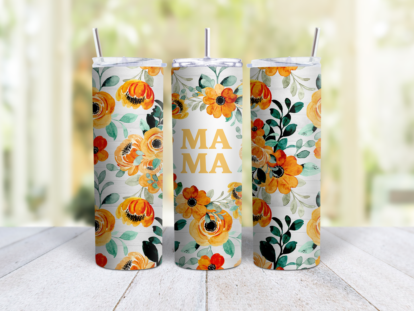 Mama Orange Floral Tumbler