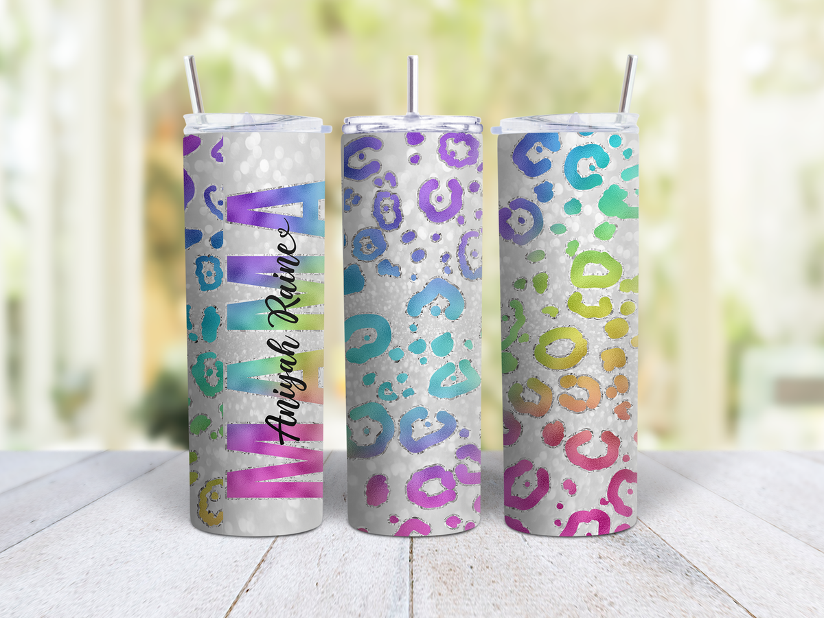Mama Rainbow Leopard Tumbler