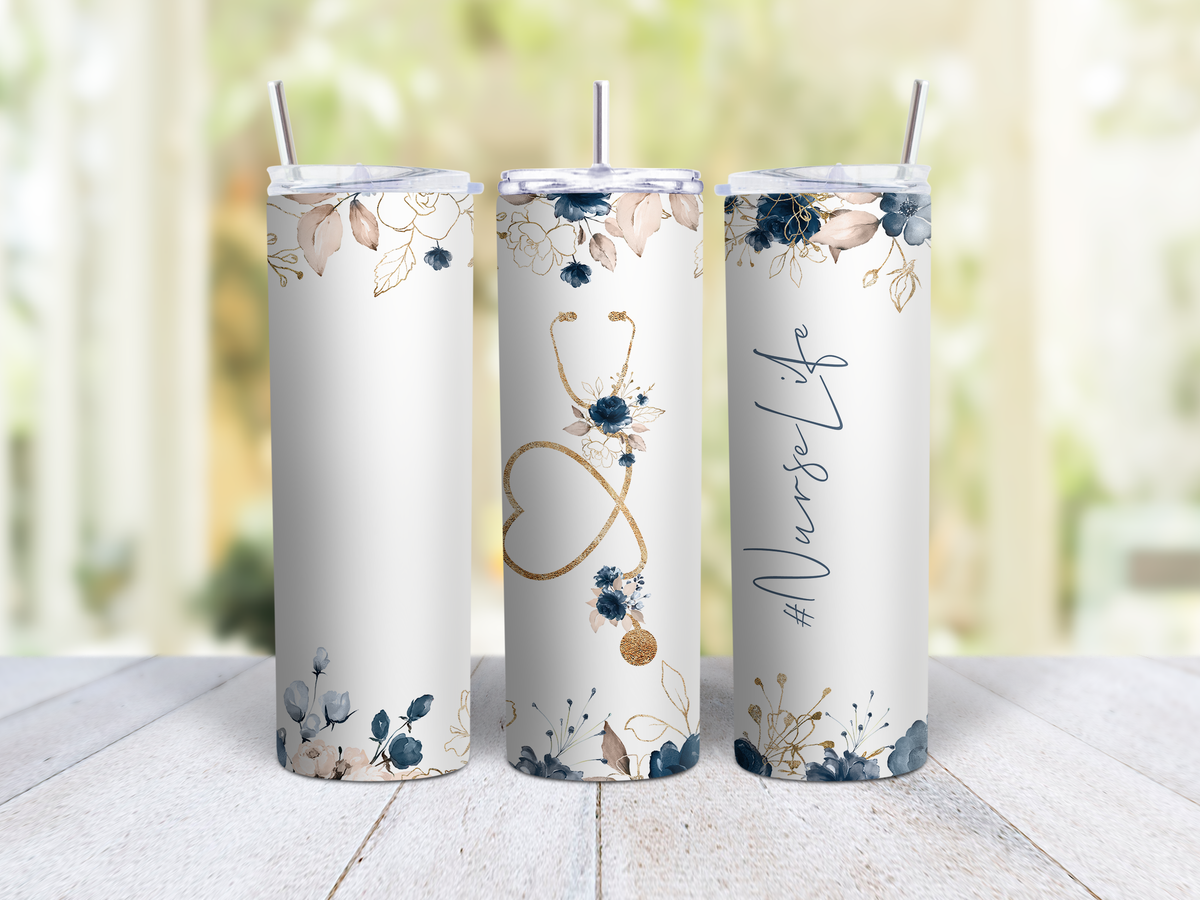 Nurse Life Blue Watercolor Tumbler