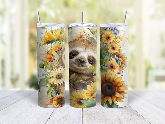 Sloth w Sunflowers Tumbler