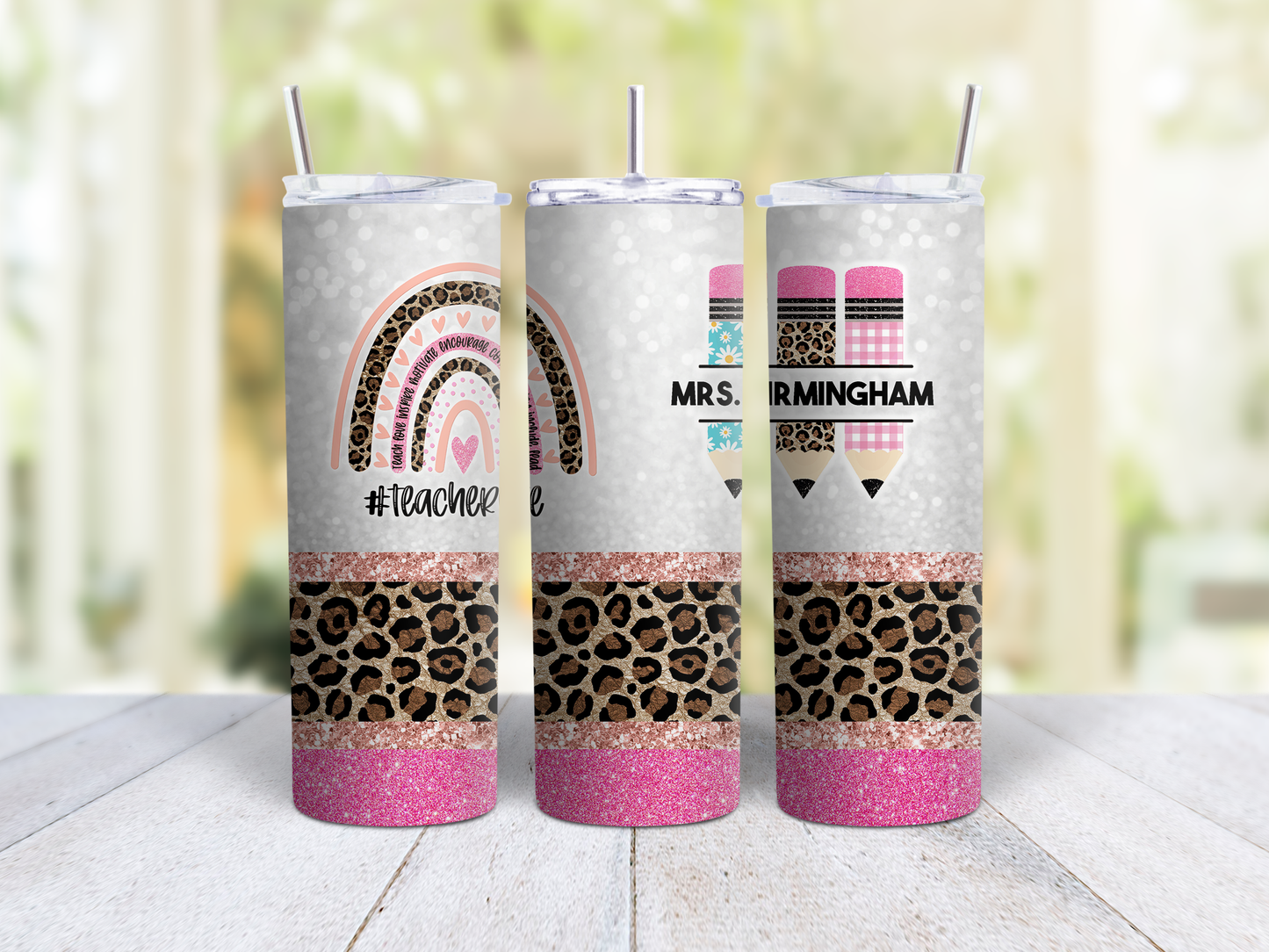 Teacher Life Pink Leopard Tumbler